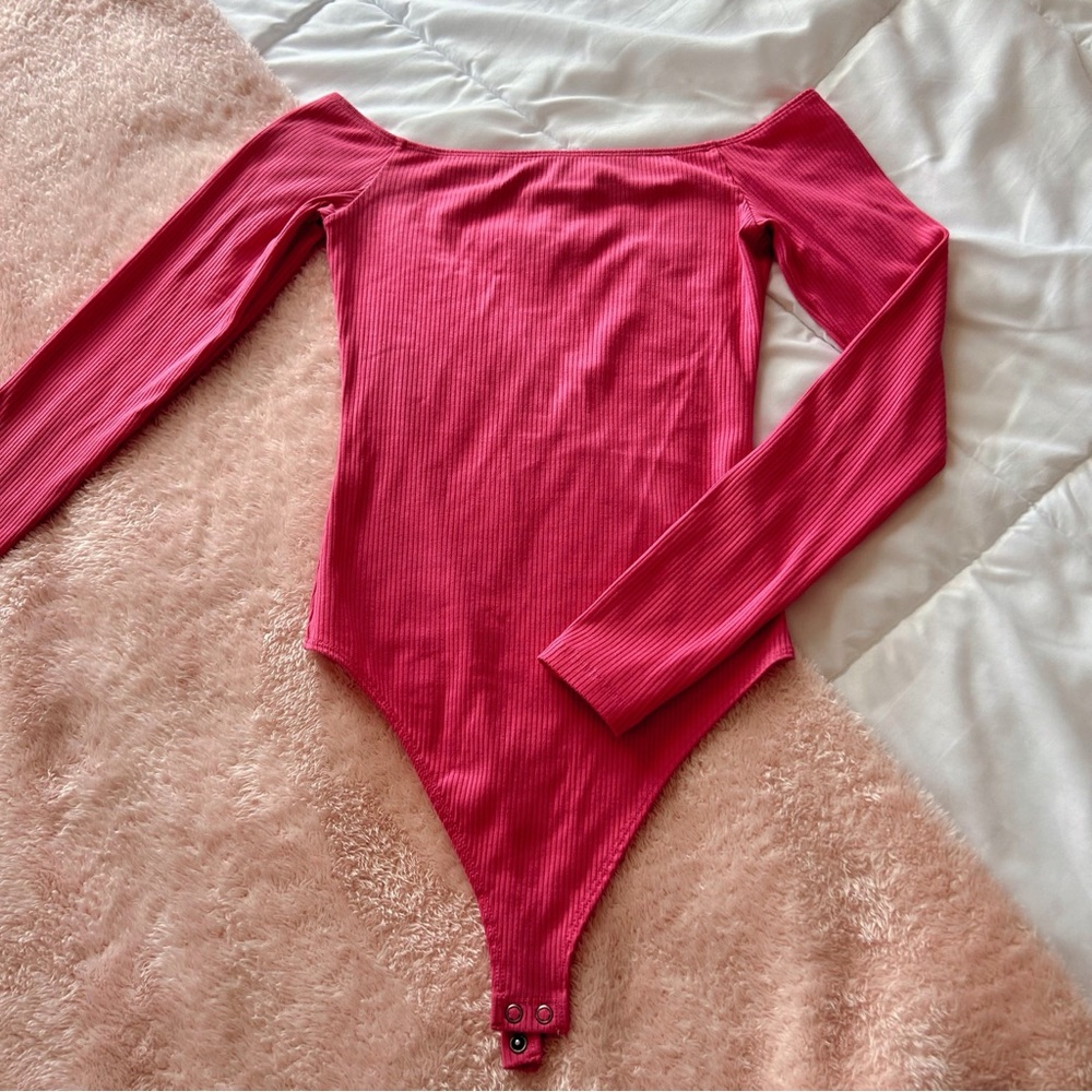 American Eagle Outfitters Off the Shoulder Pink Body Suit